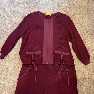 St. John Burgundy Two-Piece Top and Pants Set